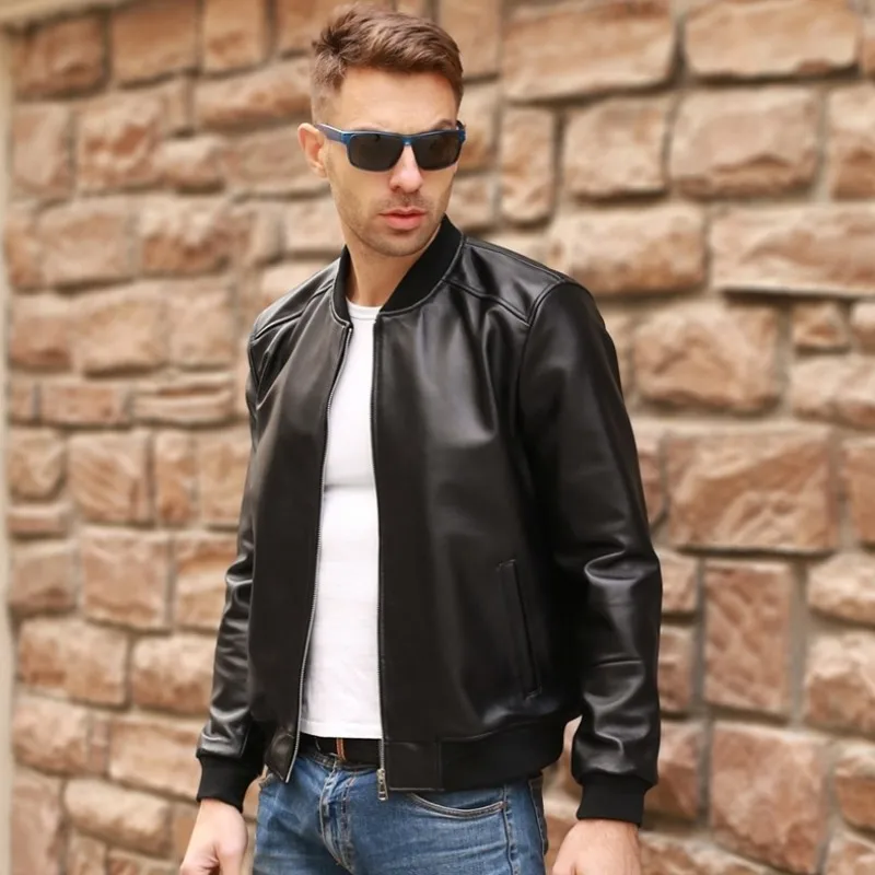 Large Size 5XL Sheepskin Slim Aviation Genuine Leather Bomber Jacket Men Real Leather Flights Jacket Black Aviator Pilot Coats Large Size 5XL Sheepskin Slim Aviation Genuine Leather Bomber Jacket Men Real Leather Flights Jacket Black Aviator Pilot Coats
