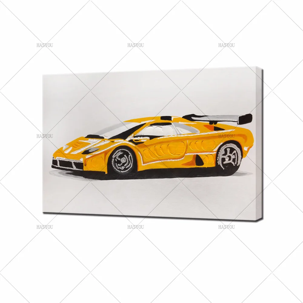 New-Design-Hand-Painted-Modern-Sports-Car-Yellow-Color-Abstract-Canvas-Paintings-Wall-Pictures-for-Living (2)