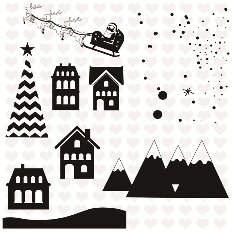 

Naifumodo 2019 Metal Christmas Town Clear Stamps and Cutting Dies Scrapbooking Xmas Santa Clausand Dies DIY Card Craft Decor