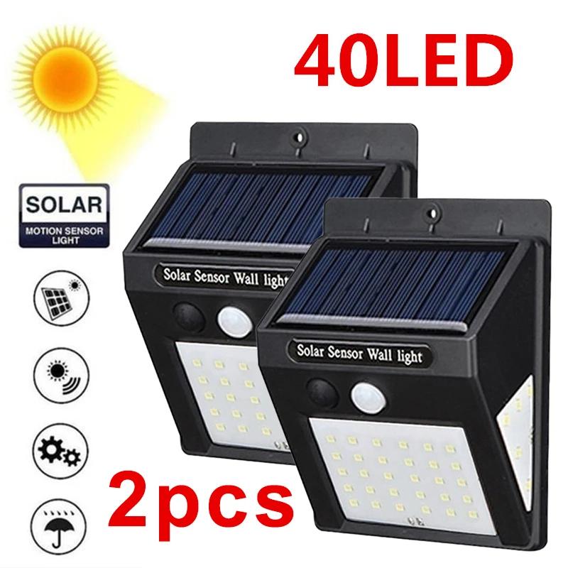 1pcs/2pcs 40LED 8W Wall Light Solar Lights Street Lamp Walkway Lights Solar Motion Sensor Home Outdoor Wall Light Garden Lights