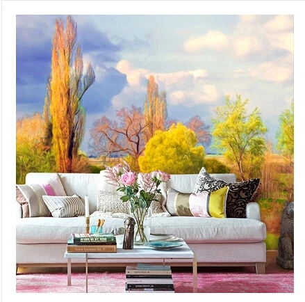 

Large mural wallpaper living room sofa backdrop wall paper restaurant entrance conference room photo wallpaper pastoral Autumn