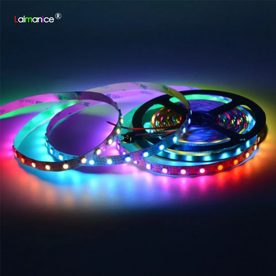 5050 RGB Led Strips 60leds/M 5m Flexible Individually Addressable Smart Pixel Strip Waterproof PCB Board DC5V WS2812B WS2812 | Лампы и