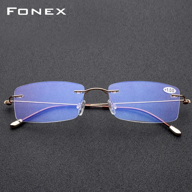 Najtaniej Rimless okulary do czytania mężczyźni Titanium Old Women okulary Presbyopic Hyperopia bezramowe bezśrubowe okulary + 1.0 + 1.5 + 2.0 + 2.5