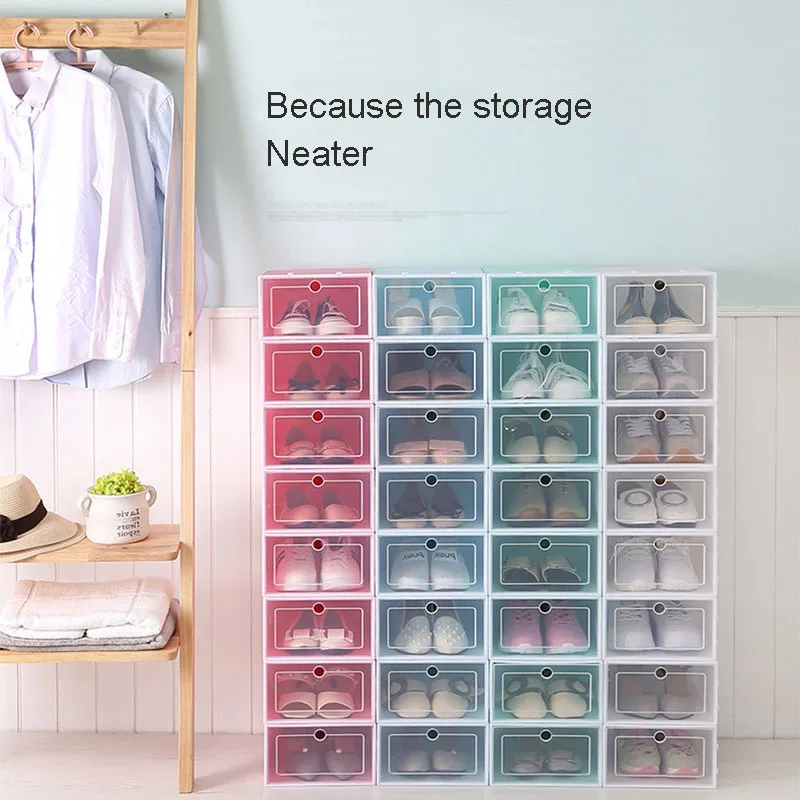 Hot Shoe Organizer Drawer Transparent Plastic Shoe Storage Box Rectangle PP Thickened Shoes Organizer Drawer Shoe Boxes HR
