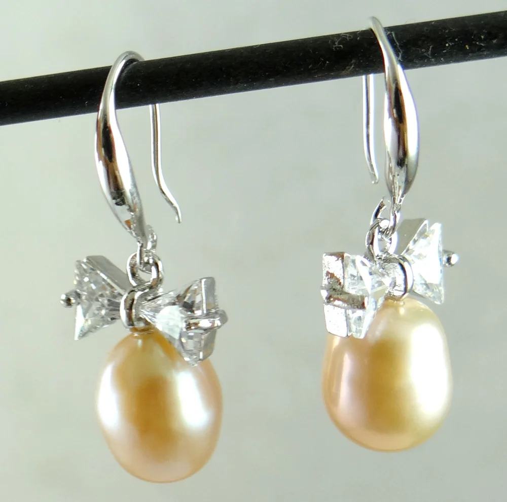 

Trendy Elegant 3 Color 8-9mm Natural Freshwater Pearl Earrings Pearl Silver Earrings Jewelry Women For Wedding Party Gift R71