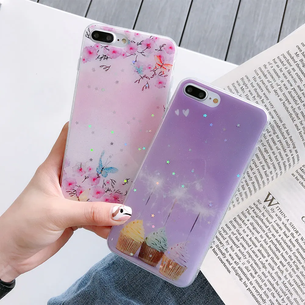 

Glossy Case For iPhone 7 Plus X XS XR Xs 8Plus Case Soft TPU Glitter Cover For iPhone 6 Plus 6s PLus 6 Cases Dirt-resistant