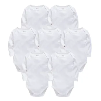 Monos De bebé De algodón con manga larga en Blanco para recién nacido De 0 a 24 meses, ropa blanca para bebés, ropa para niña De color sólido