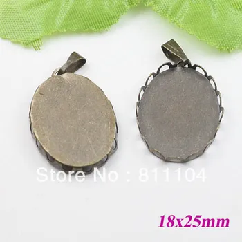 

18x25mm Antique Bronze Plt Copper Oval Blank Lace Trays Bases Bezels Pendant DIY Cameo Glass CABs Jewelry Findings Wholesale