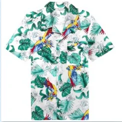 70 s Винтаж Aloha рубашка Boho Лето райская птица для мужчин на пуговицах повседневное с короткими рукавами гавайская рубашка - Цвет: ST124paradiseBirdW
