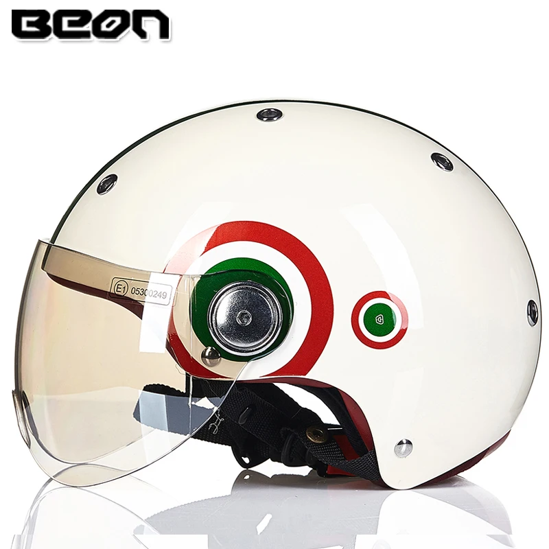 BEON мужской женский мотоциклетный шлем Chopper 3/4, винтажный шлем с открытым лицом, мотоциклетный шлем Casco Capacete, мотоциклетный шлем - Цвет: a4