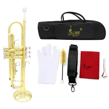 

Top Quality Trumpet Bb B Flat Durable Brass Trumpet with a Silver-plated Mouthpiece a Pair of Gloves and Exquisite Gig Bag