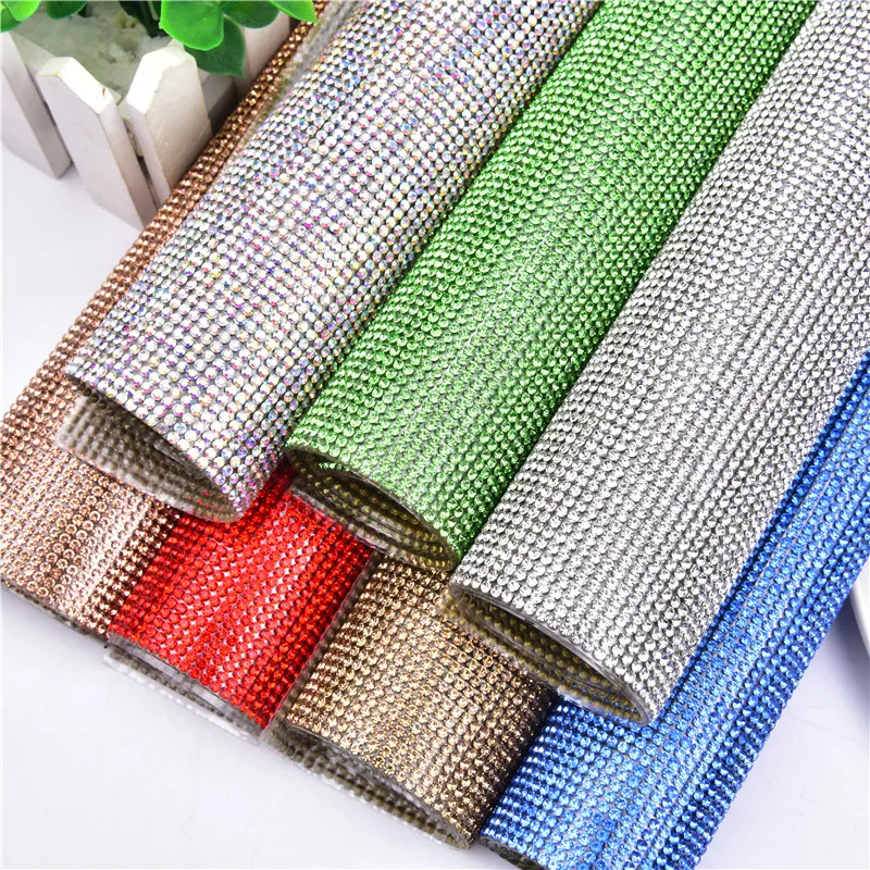 

ss8 Self adhesive AB rhinestone mesh trim strass crystal banding hotfix iron on applique sticker sheet for diy 24x20cm/sheet