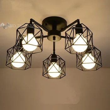 

3/5/8 Head Vintage Ceiling Light Iron Multiple Cage Creative Retro Personality Luminaria Industrial Home Lighting Fixture Lamp