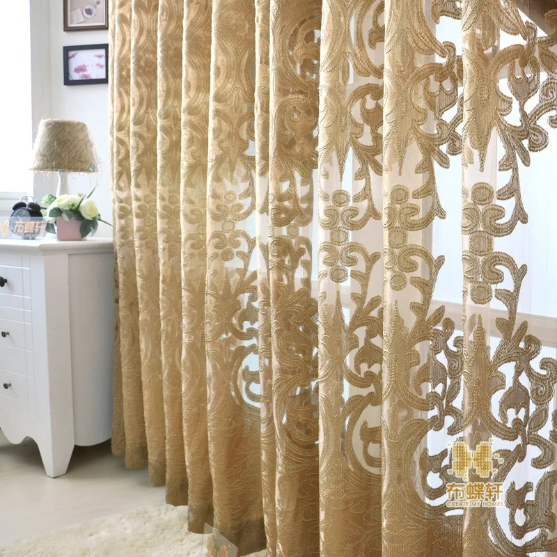 Современный европейский стиль выдалбливают жаккардовые шторы ткань с золотой проволокой шторы для гостиной роскошные