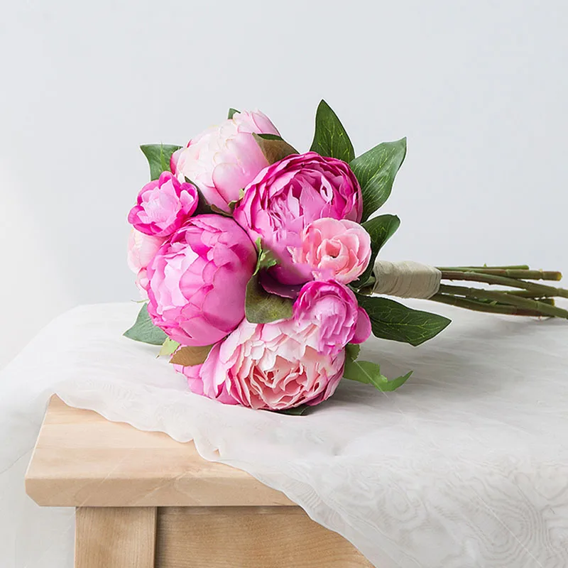 YO CHO Свадебный букет шелковые розы пионы искусственный цветок розовый белый букет подружки невесты для свадьбы аксессуары