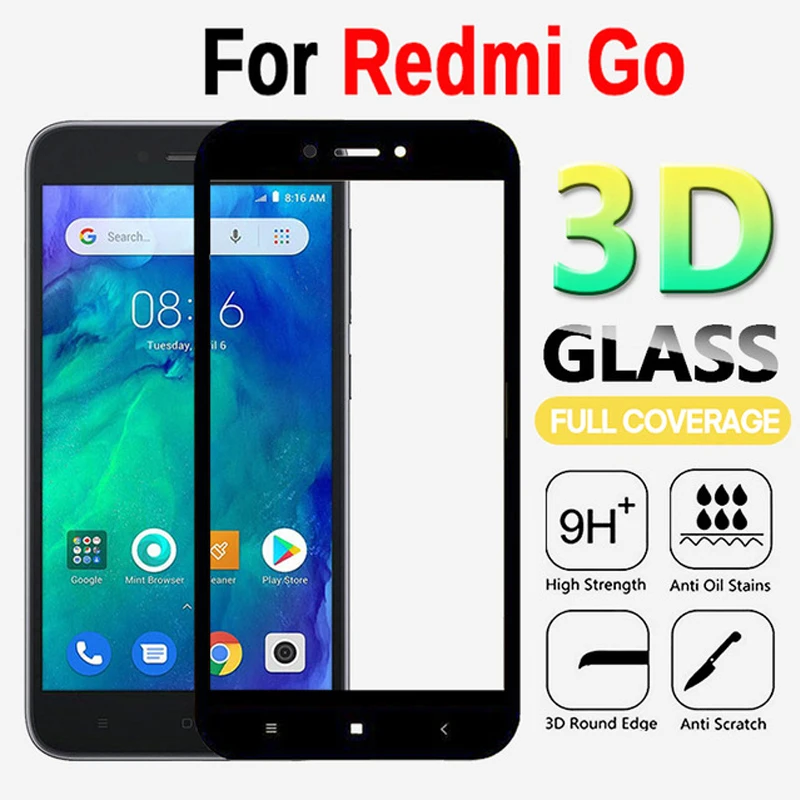 Закаленное стекло с полным покрытием для Xiaomi Redmi Go защита экрана защитная пленка