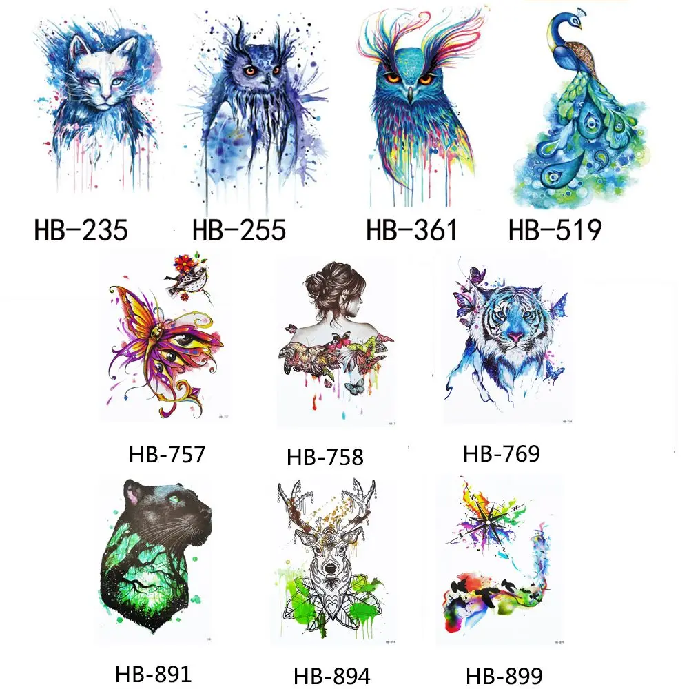 Nuovo 1 Pz Summer Beach 3D Body Art Tatuaggio Temporaneo Animali Nuovo 1 Pz Summer Beach 3D Body Art Tatuaggio Temporaneo Animali Colorati Impermeabile Pittura Disegno Sticker in Nuovo 1 Pz Summer Beach 3D Body Art