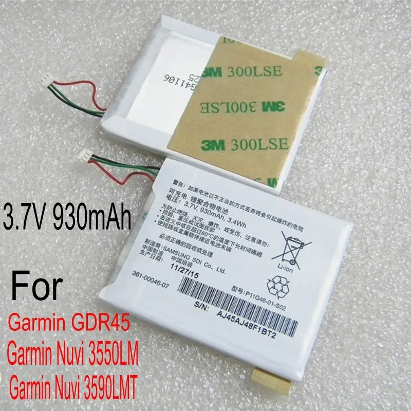 3 7 V 3.4Wh Подлинная 361 00046 07 930mAh батарея для Garmin GDR45 Nuvi 3550LM 3590LMT|Перезаряжаемые
