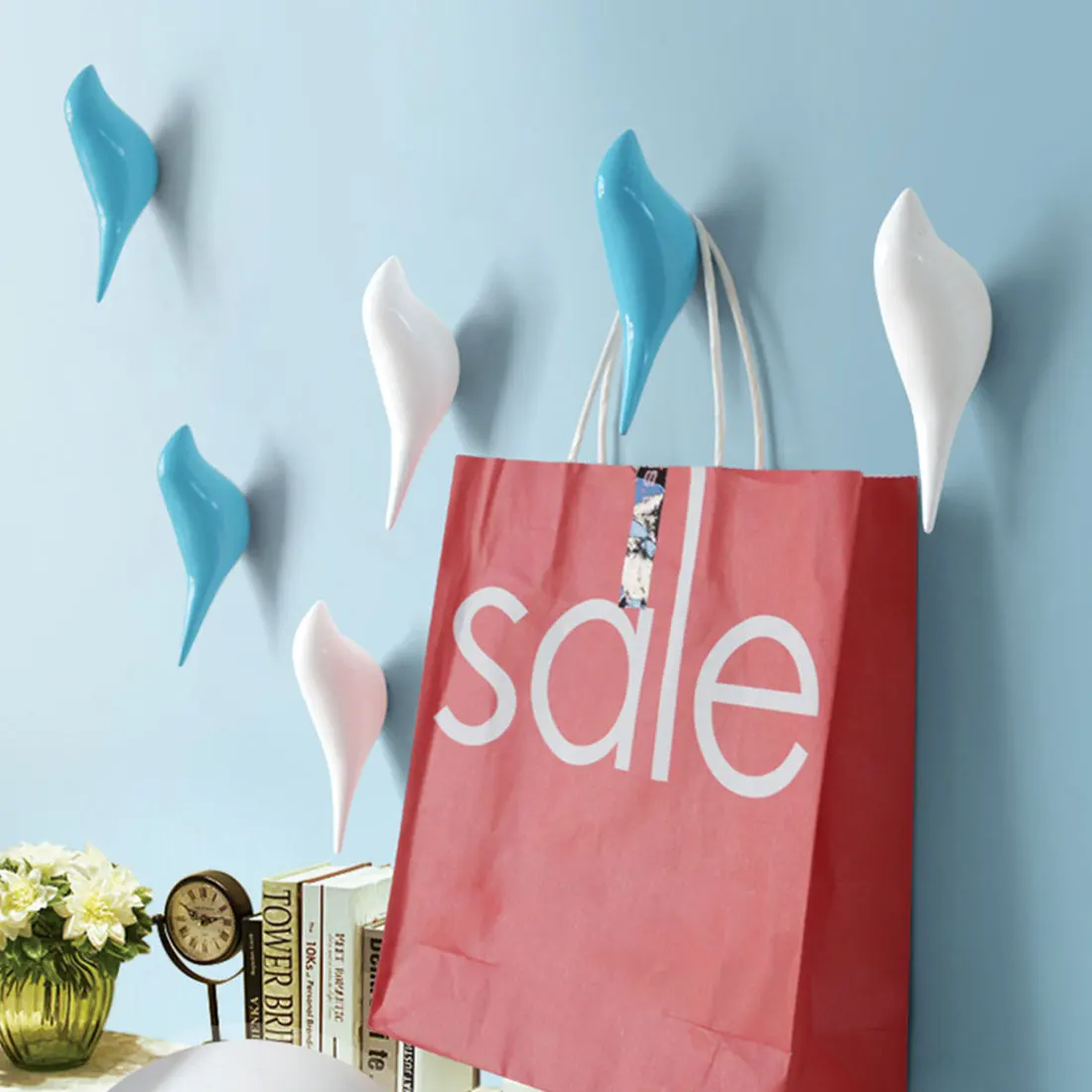 Creative wall hooks bird decoration Resin wood grain hooks bedroom door