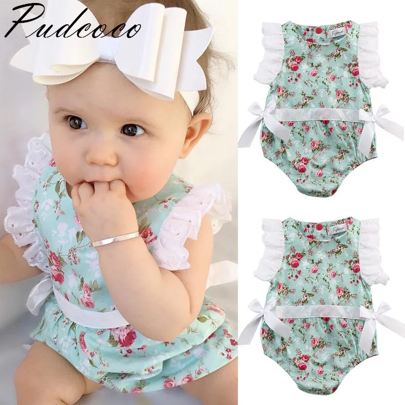 

Pudcoco 2019 Brand New Newborn Toddler Baby Girl Clothes Lace Floral Bodysuit Outfits 0-24M