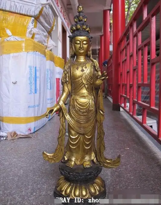 

32"Tibet Religion Bronze gild Gilt 11 Face Kwan yin Bodhisattva Nepal Statue