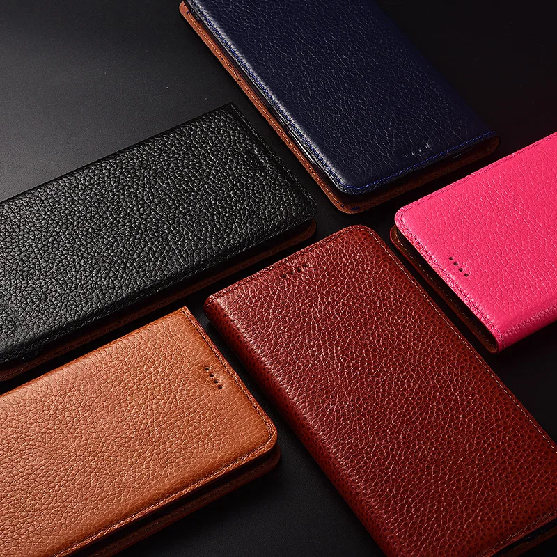 Flip Stand Litchi Genuine Leather Case For Lenovo Z5 Z5s Z6 Pro GT Cover Mobile Phone Case