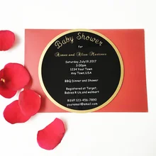 Customized 160X160mm round shape 3mm thick black acrylic baby shower invitation card