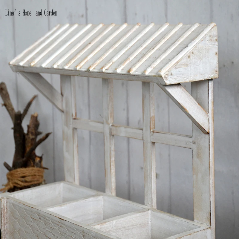 window design shabby white solid wood handmade wall mounted flower planter (5)