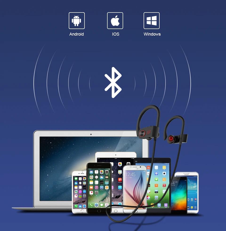 Lasdolod wireless earphones IP67 waterproof bluetooth headphones sport earbuds with mic noise cancelling headset for phone ipone-92