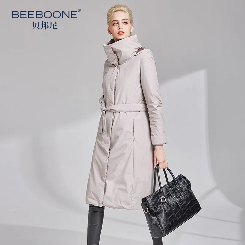 Женская ветровка BEEBOONE Длинная утепленная пуховая куртка в Корейском стиле Осень