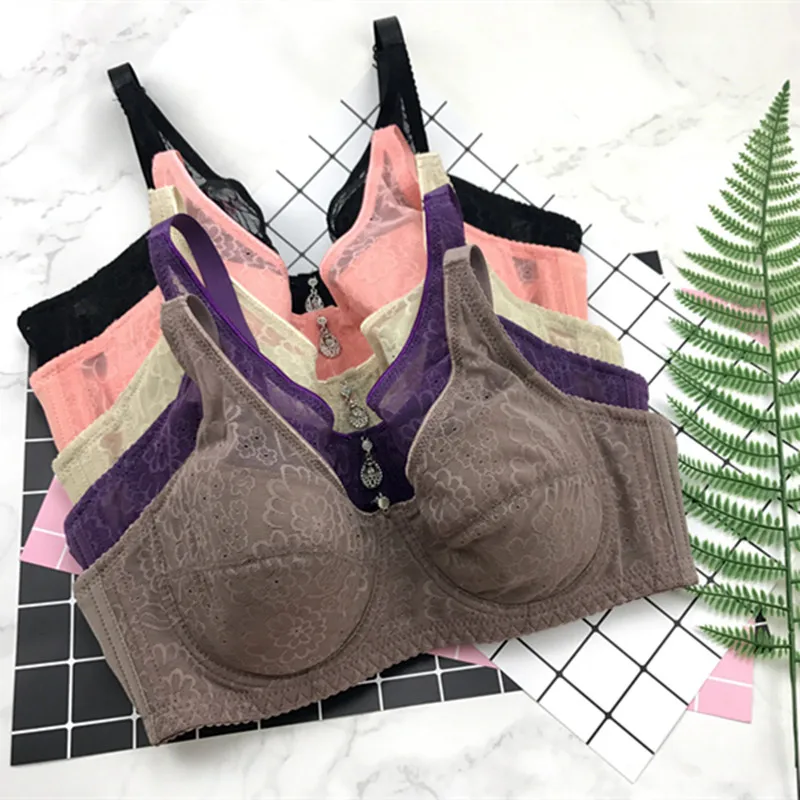

New Lace Big cup 80-42CDE Cup Sponge Sweat Breathable Bra Side Collection Vice Cup Full Cup Cover Bra