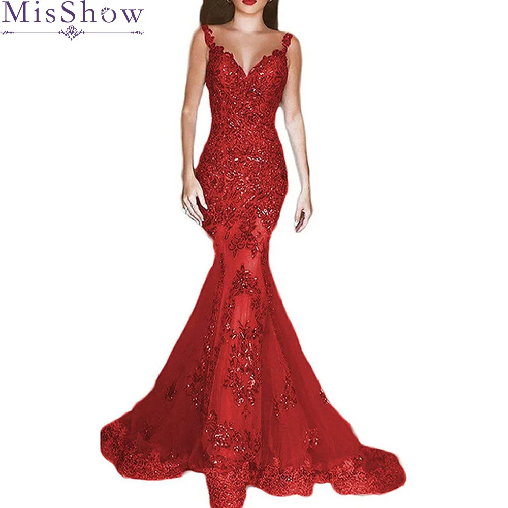 robe de soiree longue 2019 Sleeveless Mermaid Prom Dress Gown Tulle With Appliques Red Bodycon Evening Dresses Long Vestido robe de soiree longue 2019 Sleeveless Mermaid Prom Dress Gown Tulle With Appliques Red Bodycon Evening Dresses Long Vestido