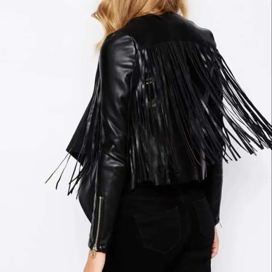 

Newest women PU jackets coats 2019 spring autumn fashion tassel female Faux Leather jackets casual style ladies coats gx1018