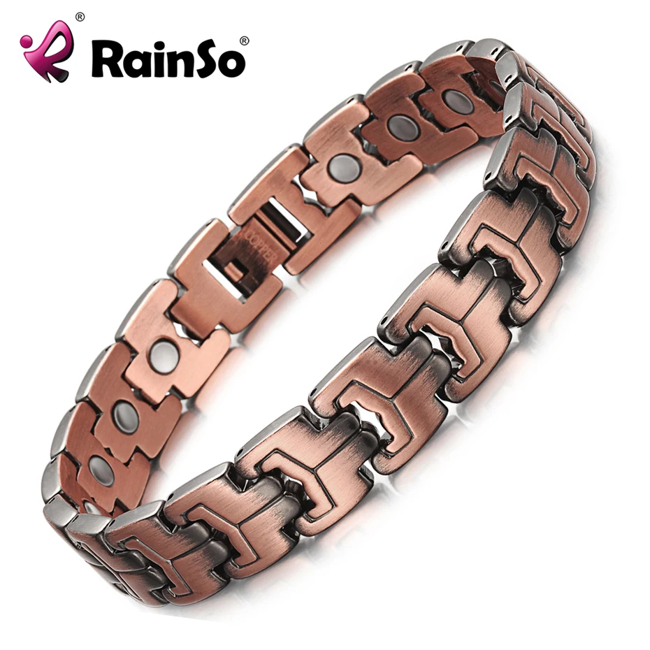 RainSo Men Magnetic Bracelets Red Copper Arthritis Therapy Health Care Bracelets Fashion Jewelry OCB 738