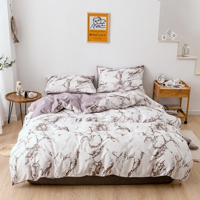 Мрамор узор 3D Постельное белье класса люкс «Wrinkle Free» постельное белье с наволочкой одеяло из полиэстера в комплекте 2/3 шт. queen King Размеры