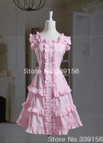 

Pink cotton sleeveless Sweet Lolita Dress