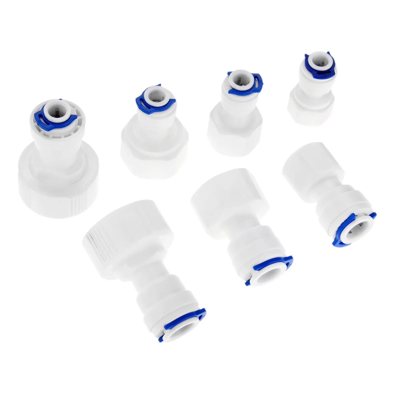 

2Pcs 1/4" 3/8" OD Hose Reverse Osmosis RO Water System Fitting 1/4" 1/2" 1" 3/8" Female Thread Plastic Pipe Quick Connectors
