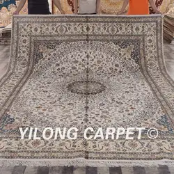 Yilong 9'x12 персидский классические шелковые Коврик Большой античный белый и синий шелковый ковер ручной работы (ZW009M9x12)