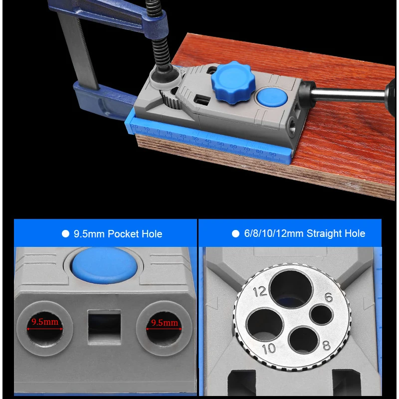 2-in-1 Pocket Hole Jig Kit System Step Drill Bit 9.5mm Wood Doweling Joinery Jig Woodworking Drilling Tool 2-in-1 Pocket Hole Jig Kit System Step Drill Bit 9.5mm Wood Doweling Joinery Jig Woodworking Drilling Tool