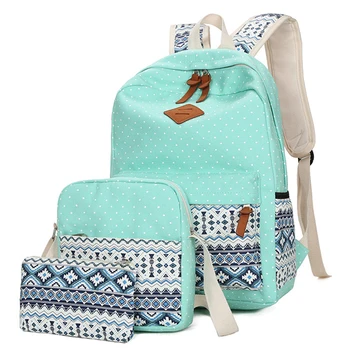 

High quality canvas school bags for women Fashion dot national style school backpacks girls Shoulder Bag Fresh ladies backpack