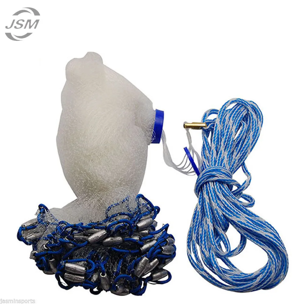 JSM 4 12feet 3/8" Sq Mesh USA style Cast Nets with lead Sinkers fish