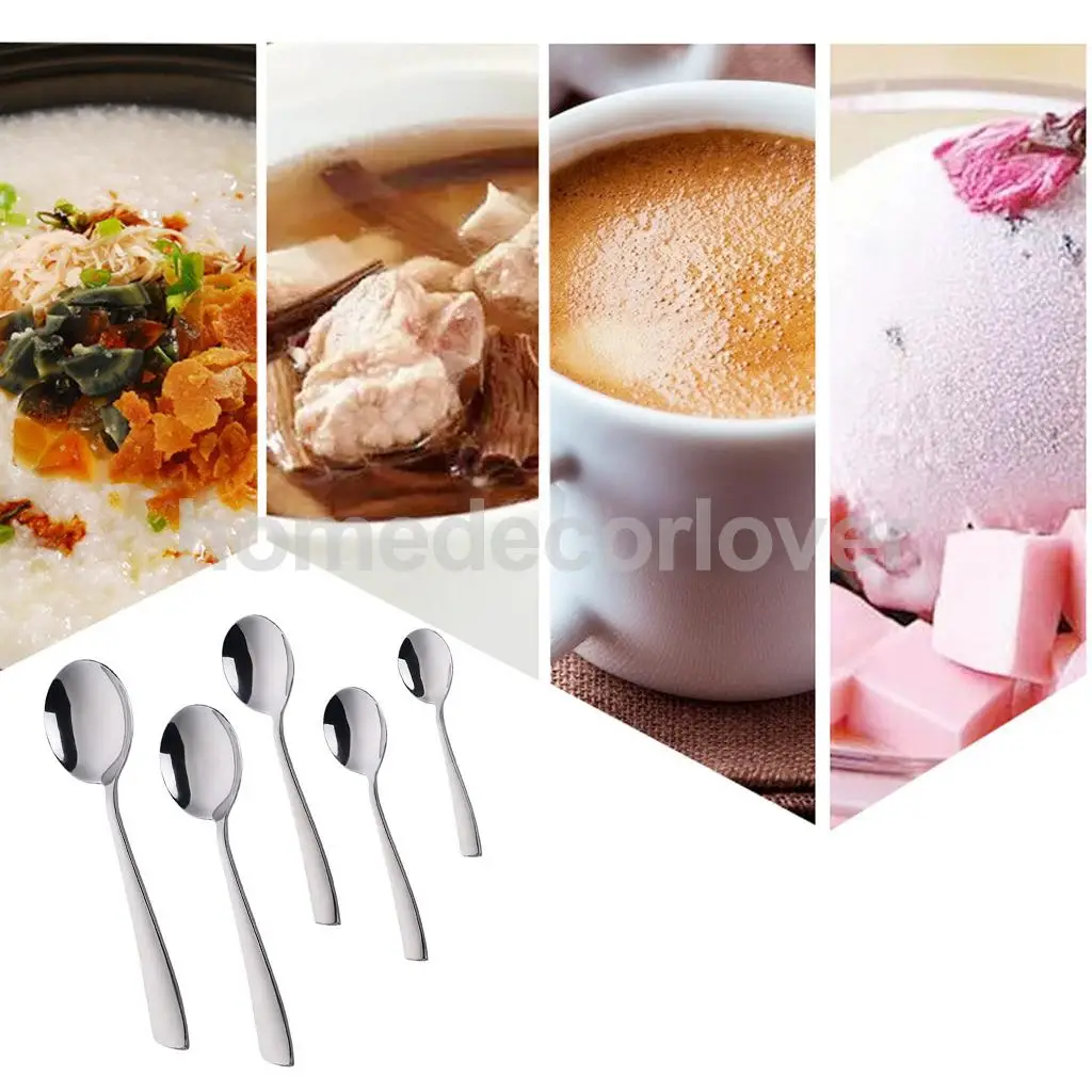 Stainless Steel Dinner Spoons Round Spoon Use for Home Kitchen Restaurant Cafe Tea Ice Cream Soup Spoon 11/ 12/ 15/ 18cm Select