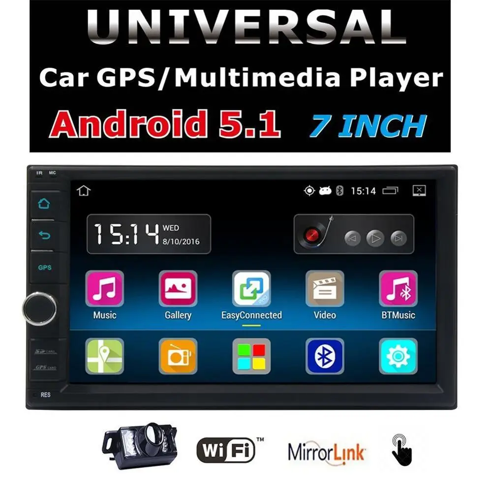 Sale EinCar 7 inch HD Touchscreen Android 5.1.1 Car GPS Navigation Stereo System - 2 Din Quadcore Car Entertainment Multimedia FM/RDS 0