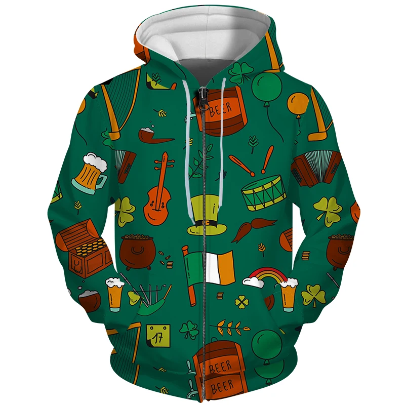 Cloudstyle 2019 March Zipper Hoodie St. Patrick's Day Design Funny ...