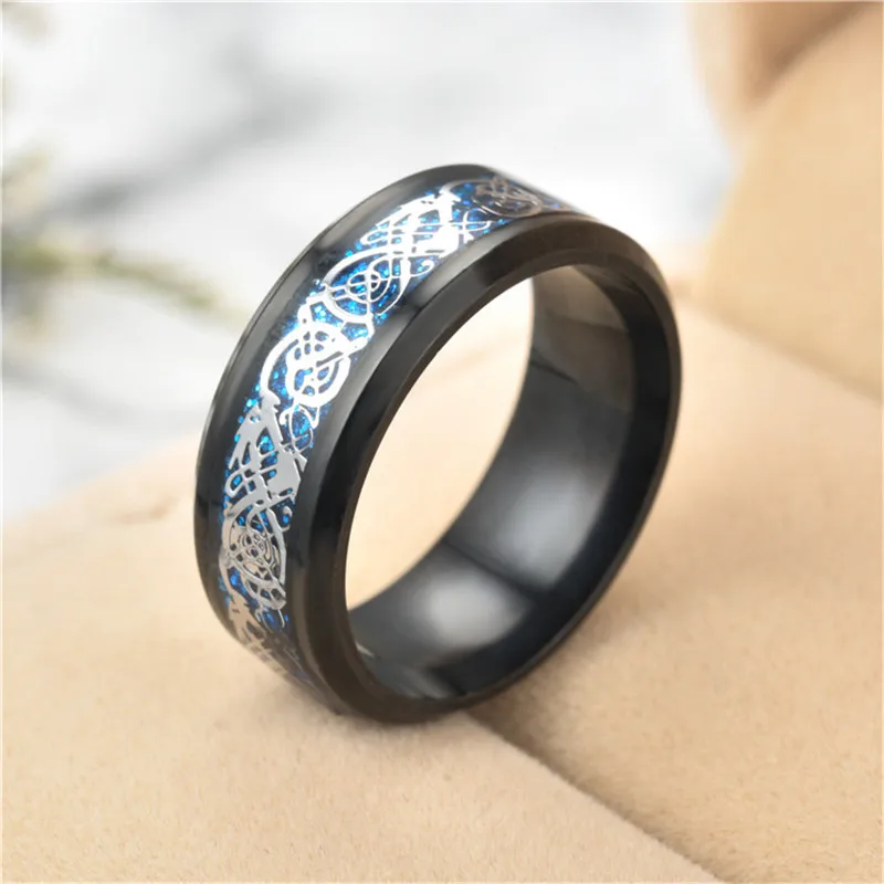 FDLK 13 цветов синий черный серебряное кольцо ирландский дракон кольцо из нержавеющей стали 8 мм обручальные кольца пара юбилей ювелирные изделия