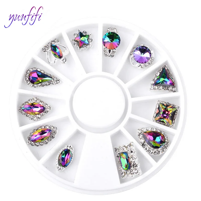 Multicolored Alien does not fall bottom seven color glass AB Rhinestone nail carousel jewelry flame drill | Дом и сад