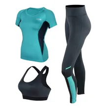 Juego del deporte de la Aptitud de Las Mujeres Pantalones de Jogging Gimnasio Ropa Mallas Para Correr Yoga Crop Top y Gimnasio de Secado rápido Camisas y Leotardos 3 Unidades de Yoga Set
