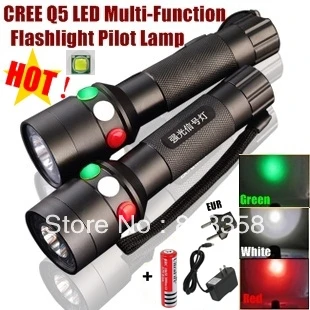 

XH-97 CREE Q5 LED signal light Green White Red LED Flashlight Torch Bright light signal lamp + 1x18650 Battery / Charger