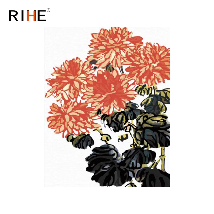 

RIHE Chrysanthemum Diy Painting By Numbers Flower Oil Painting Cuadros Decoracion Acrylic Paint On Canvas Modern Wall Art 2018