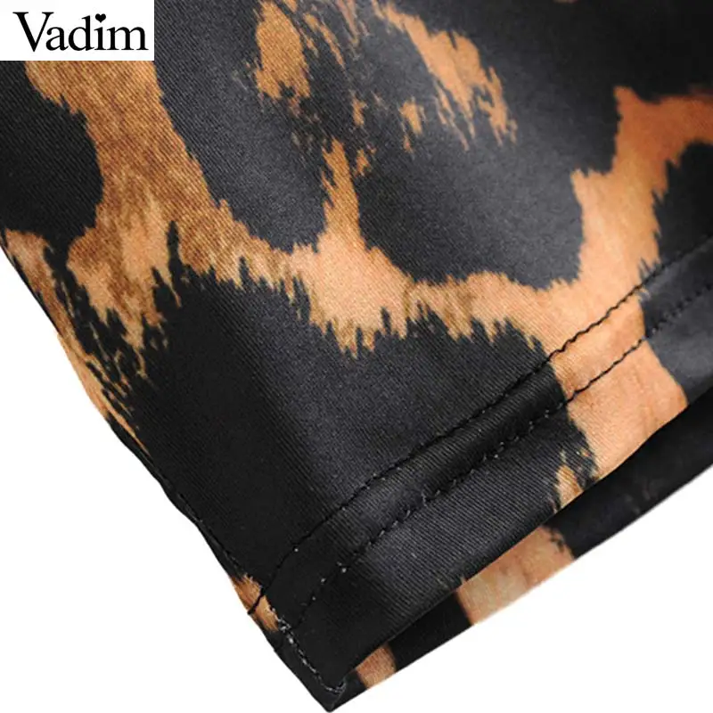 Vadim женское мини-платье с леопардовым принтом, животный узор, короткий рукав, о-образный вырез, повседневные Прямые женские платья больших размеров, vestidos QB105